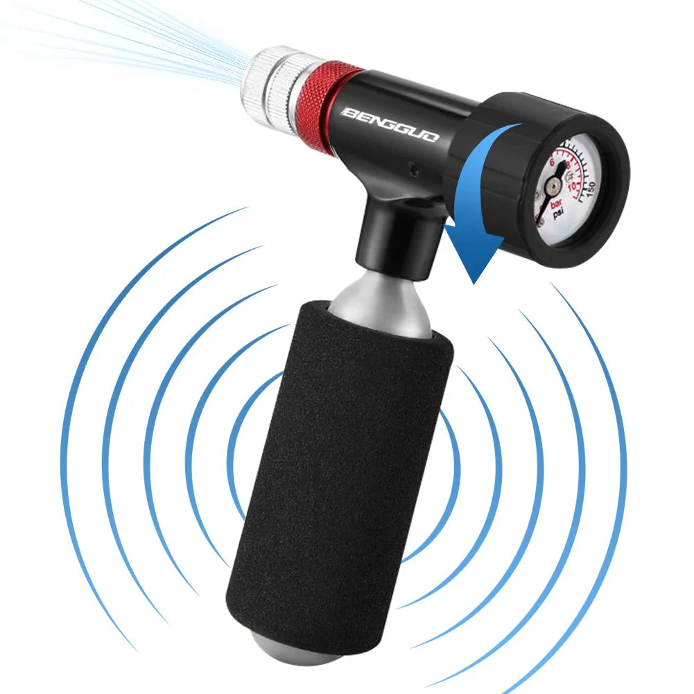Bicycle Quick Inflatable Head Lightweight CO2 Gas Pump Reusable Bike