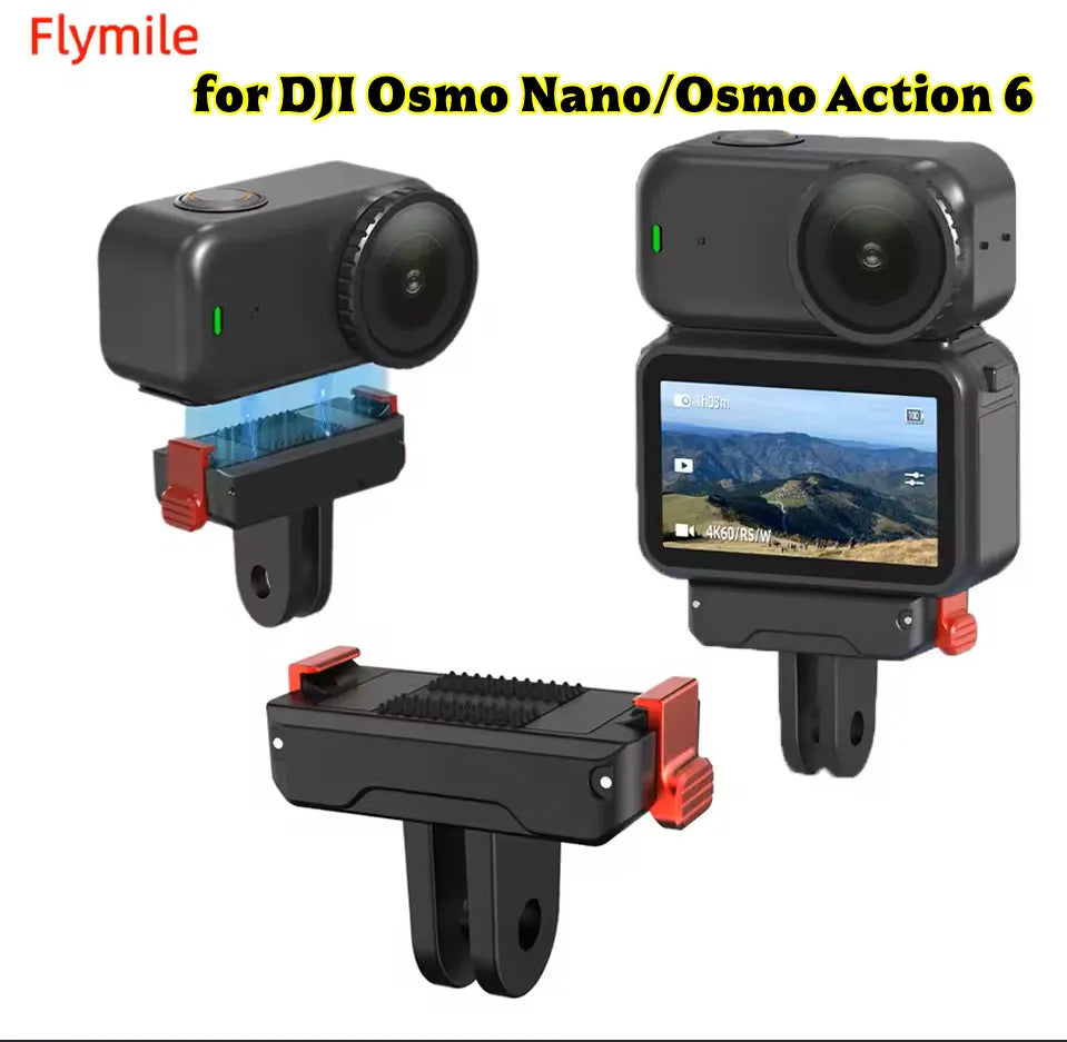 Quick-Release Mount for DJI OSMO NANO & Action 6 | Dual-Claw Camera Mount Adapter Zpaxo