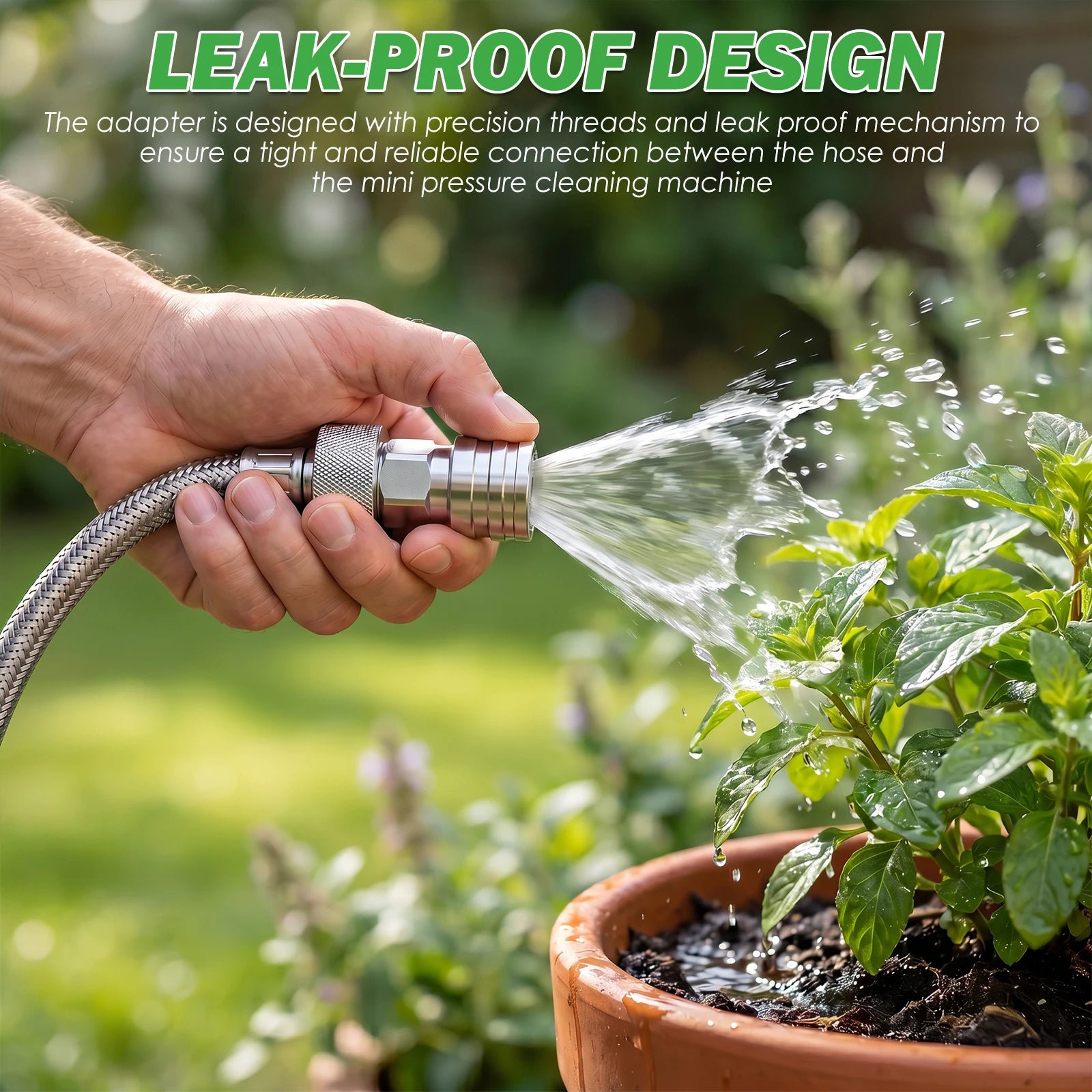 Garden Hose Power Washer Adapter 3/4 GHT to 1/4 Quick Connect Leak Leak Proof Stainless Steel Coupler with Spray Nozzle Tips Set Zpaxo
