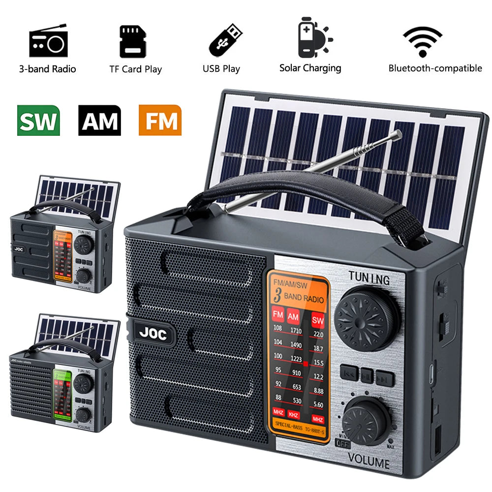 Portable Rechargeable FM AM SW Radio Outdoor Solar Full Band
