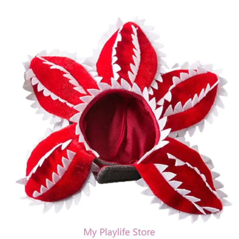 Funny Cat Hat Demogorgon Scary Flower Costume Birthday Pet Accessories Supplies Pet Dogs Headwear Adjustable Sticker Zpaxo M