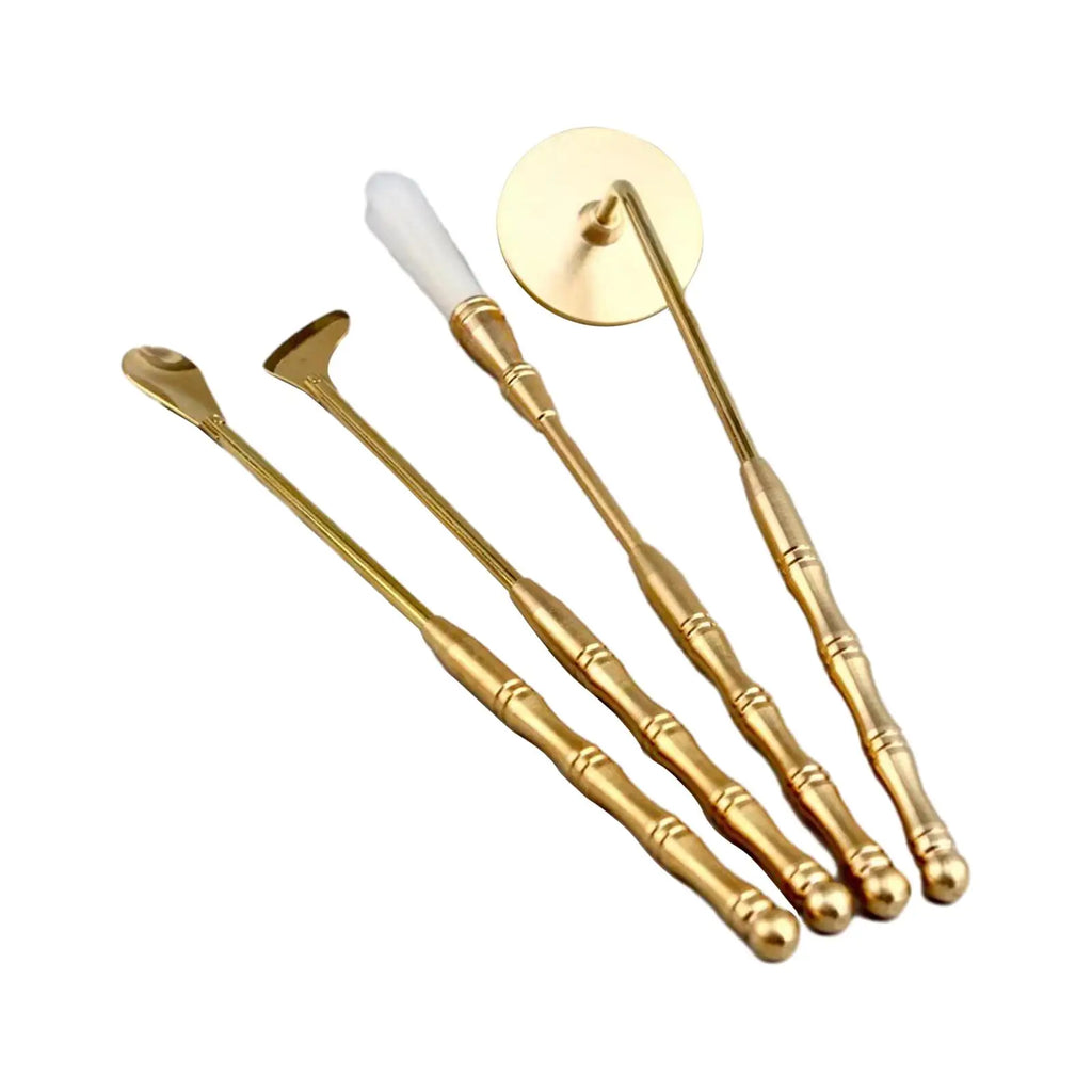 4-Piece Brass Incense Making Set – Ash Press, Spoon & Brush Incense Making Kit Zpaxo