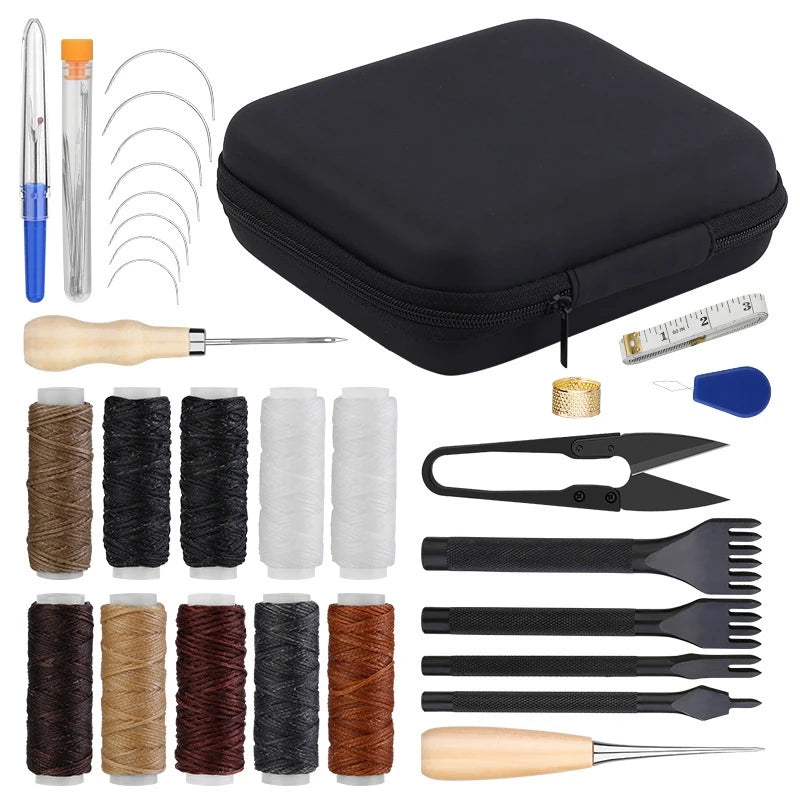 Leather Upholstery Repair Sewing Kit with Waxed Thread Sewing Needles Awls for Shoes Sofa Carpet Repair Zpaxo Leather tool set