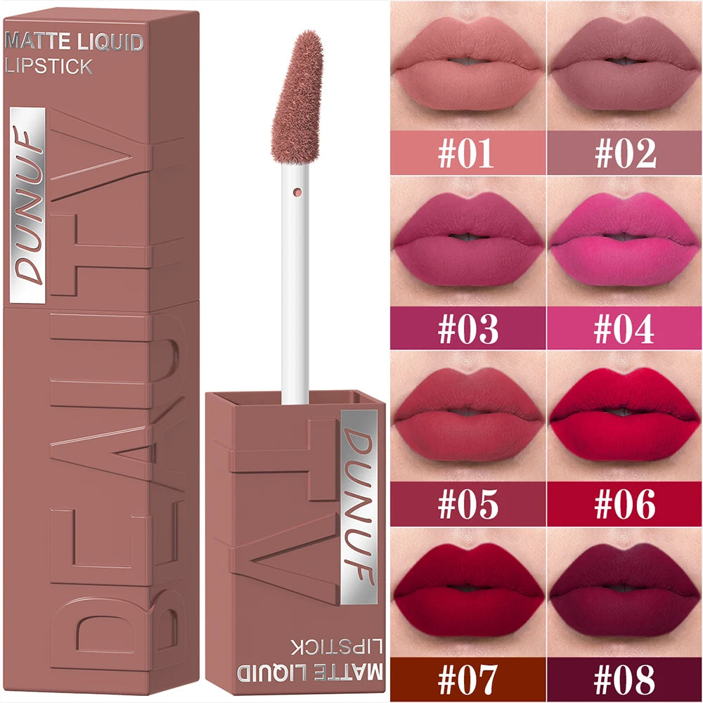 Velvet Matte Lip Gloss Matte Velvet Smooth Easy Dimensional Plumping Lipstick -To-Apply Square Tube Lip Gloss Waterproof Three Zpaxo