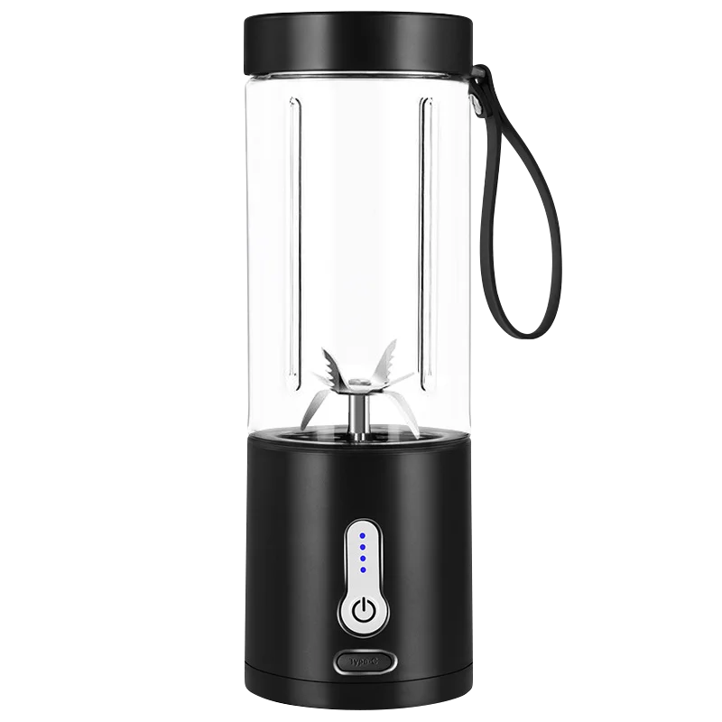 530ML Powerful Portable Blender for Smoothies Shakes USB Rechargeable Food Processor Fruit Mixer Machine Mini Juicer Blender Cup Zpaxo 200412-black