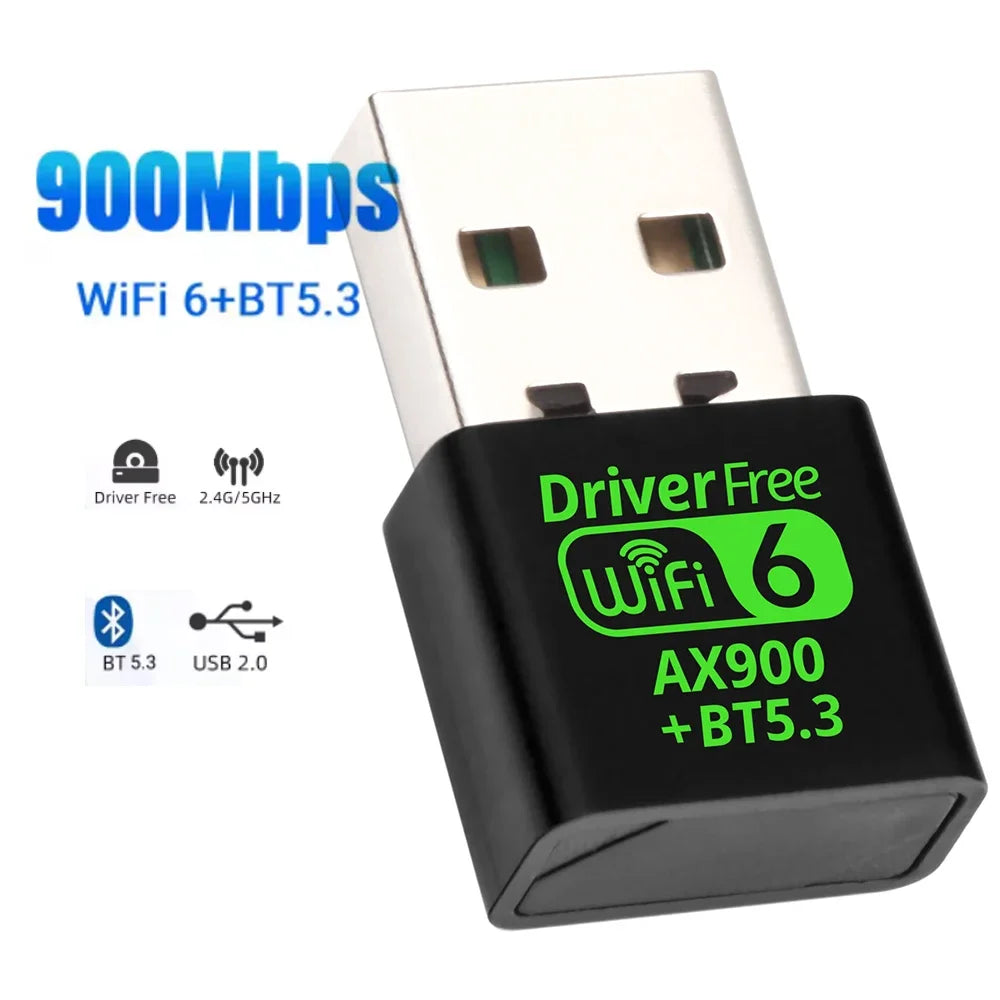 900Mbps USB WiFi 6 BT 5.3 Adapter 2in1 Dongle Dual Band 2.4G&5GHz Network Card Wireless Wlan Receiver For PC Driver Free AX900 Zpaxo