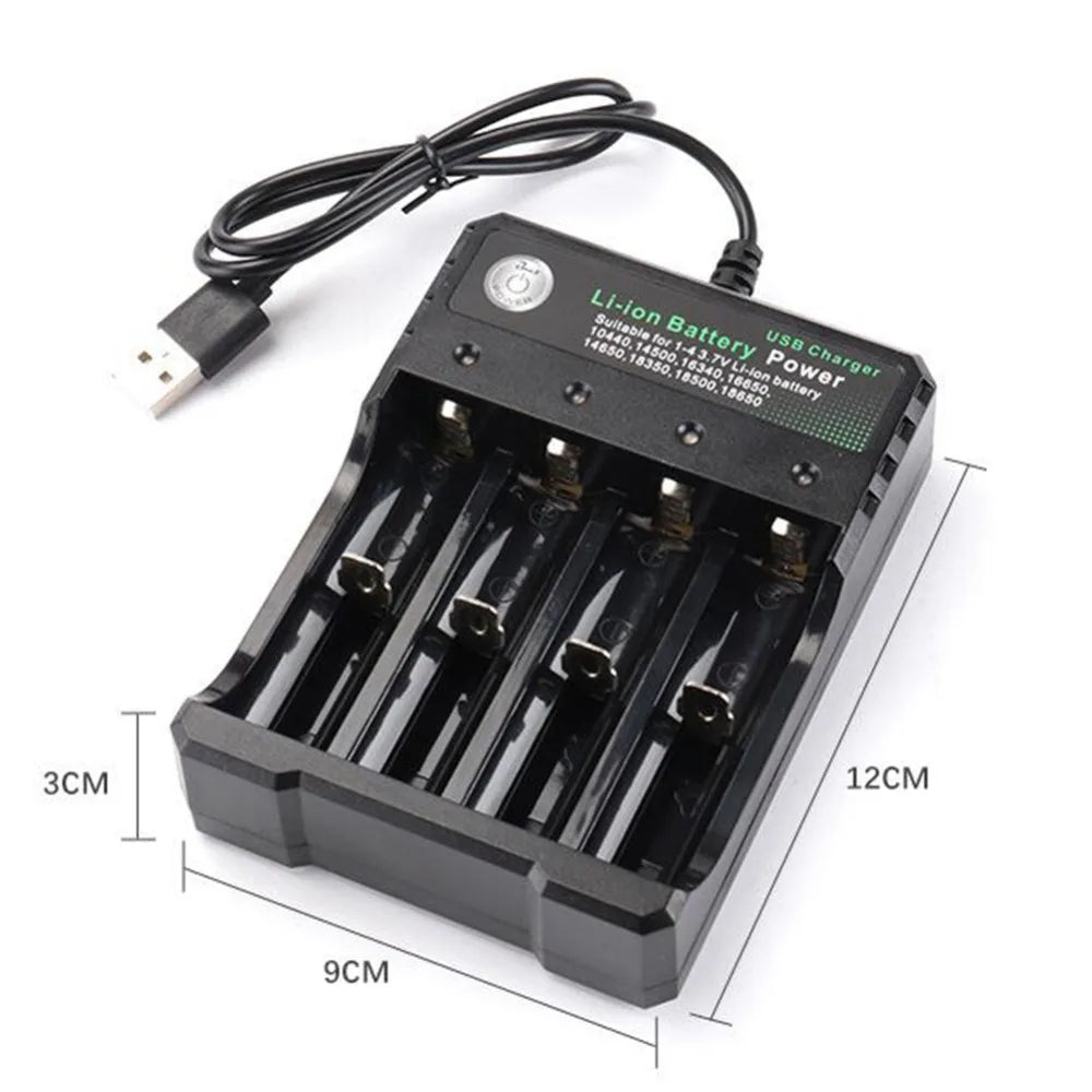 18650 Battery Charger 2 3 4 Slots USB Independent Charging for 16650 18500 Charging 3.7V Rechargeable Lithium Battery Charger Zpaxo