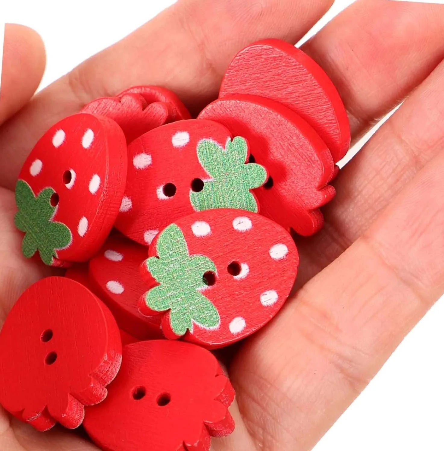 Strawberry Wooden Buttons 10/50Pcs Double Holes Sewing Buttons for DIY Handmade Crafts Cloth Zpaxo 10pcs