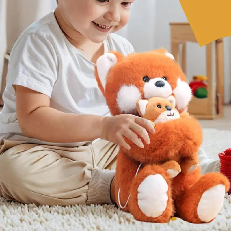 Stuffed Fox Snug Mommy & Babies Family Animal Huggable Soft Cute Plush Simulation Adorable Toy For Wedding Christmas Mother's Da Zpaxo