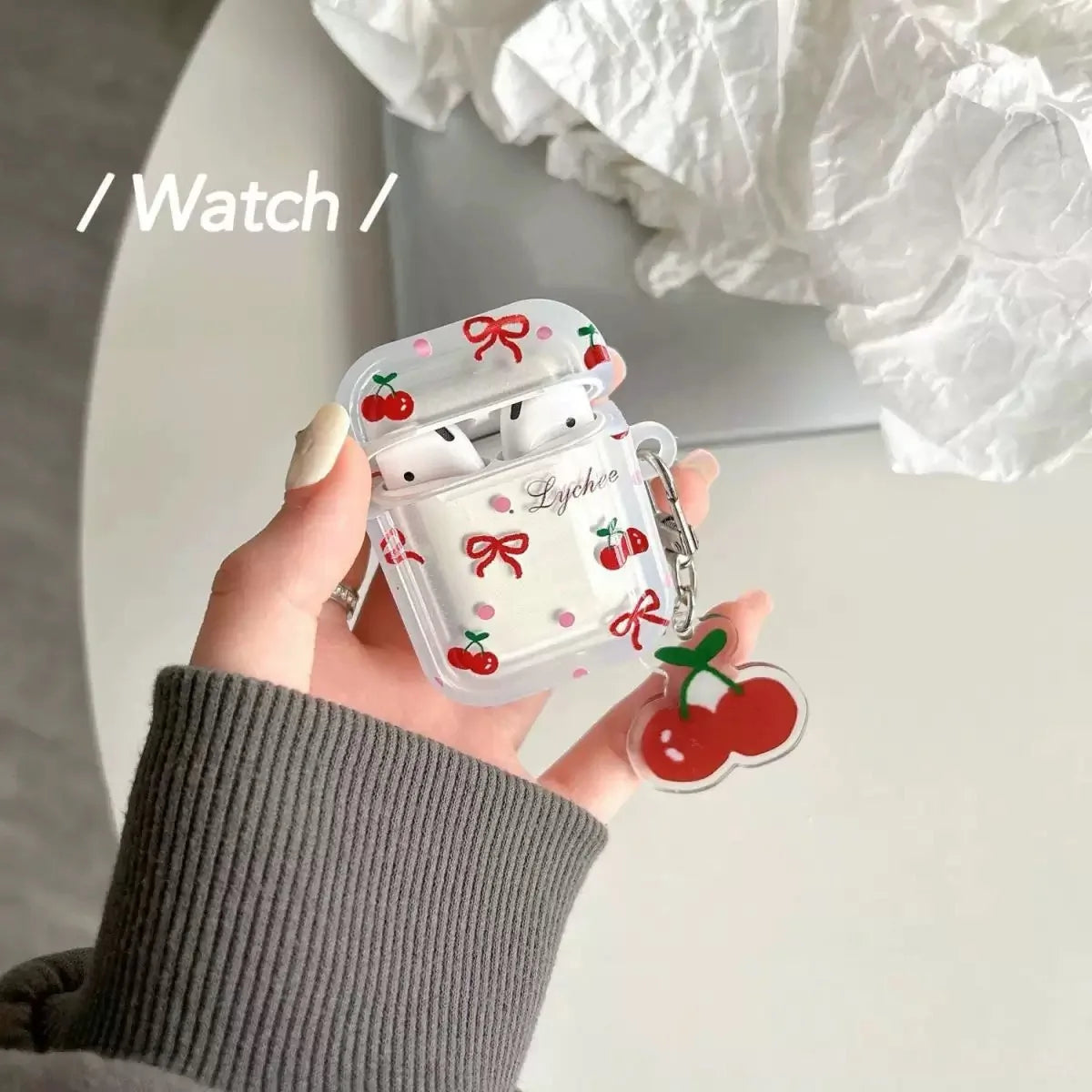 Cute Luxury Crystal Cherry Pendant For Apple AirPods 4 3 2 1 Bluetooth Earphone Cover For Airpods Pro Soft Cover Protective Case Zpaxo