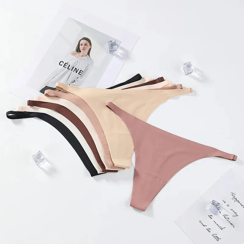 Women's Seamless Ice Silk Thongs – 3 or 8 Pack G-String Panties