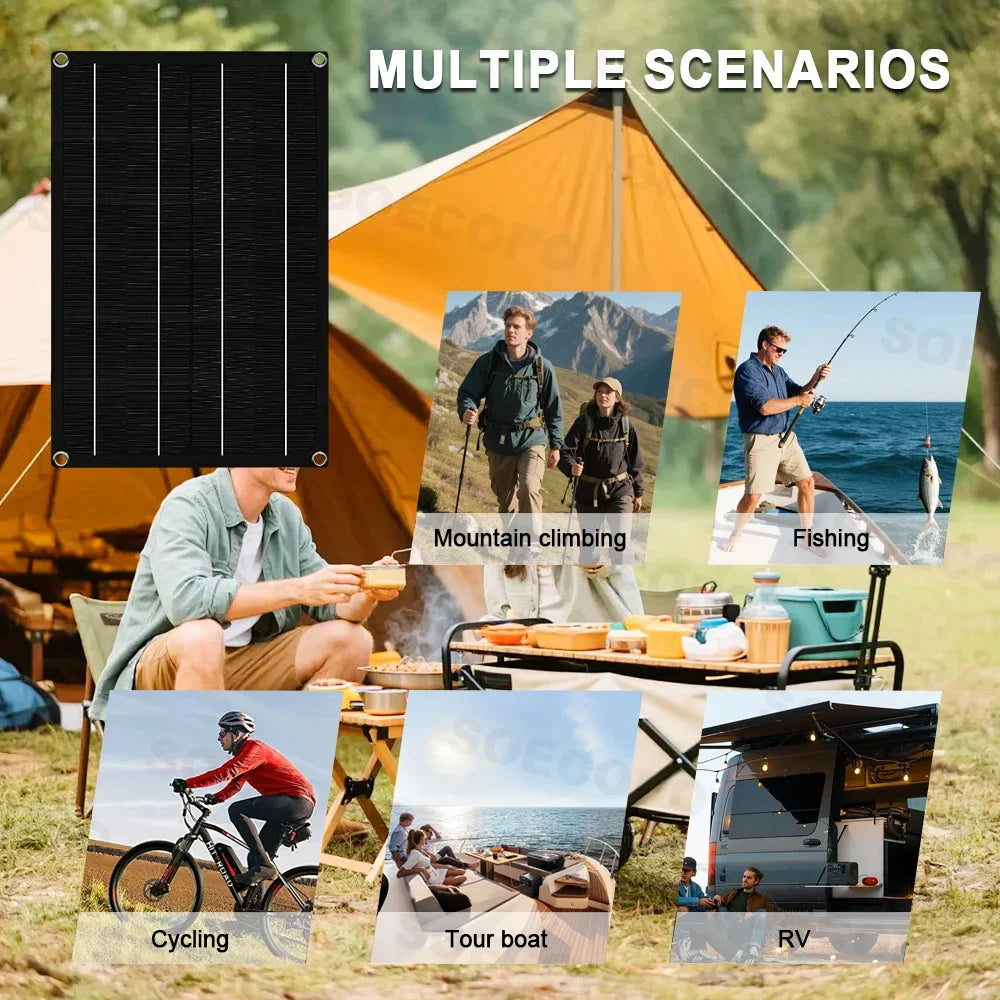 SOECOPO 20000W Solar System Off Grid Kit 2*600W Panel 12V 24V To 220V/110V Inverter Socket 100A Controller for Camping Balcony Zpaxo