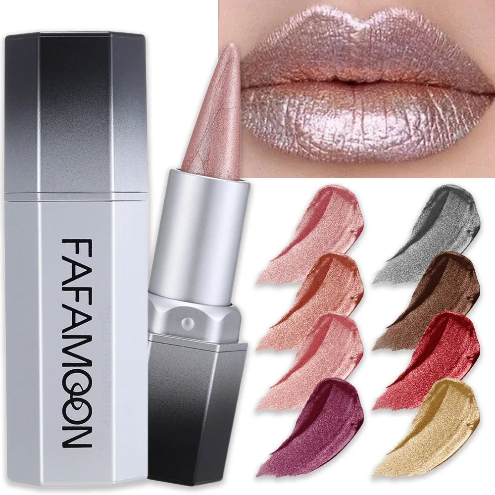 Smoked Pink Shiny Shimmer Lipstick Pen Durable Waterproof Pearlescent Lipliner with Sparkle for Party Halloween Makeup Crayon Zpaxo