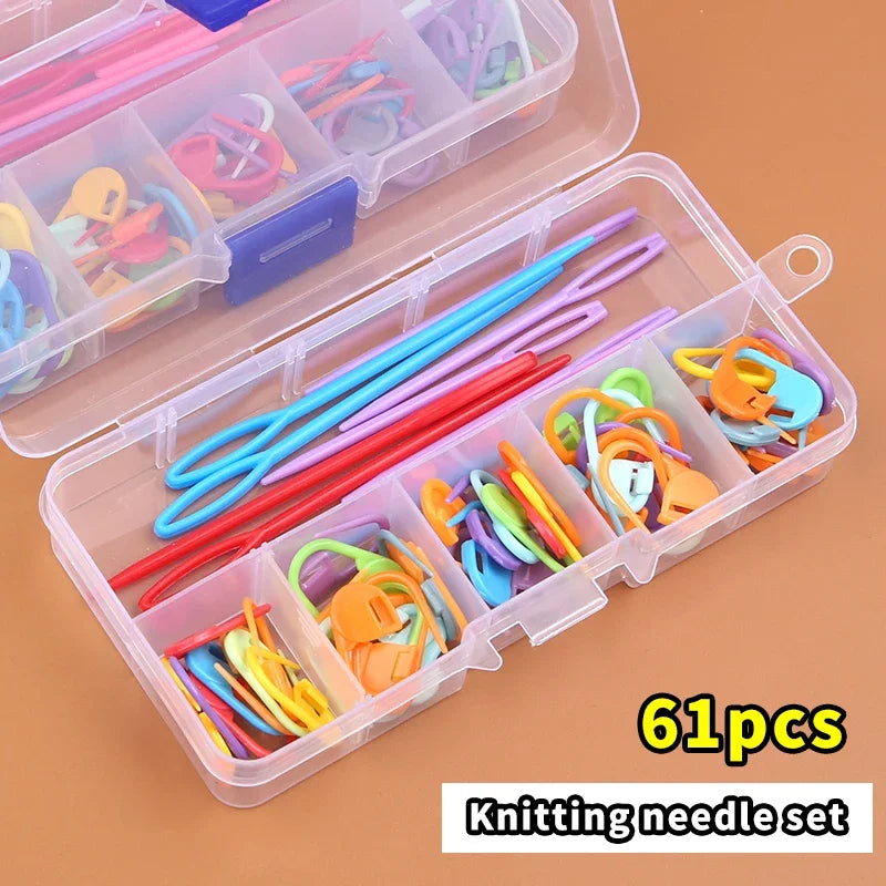 61pcs Multicolor Plastic Resin Small Clips Knitting Crochet Markers Locking Stitch Needle Clip Marking Rings DIY Sewing Tool Zpaxo Random color 61pcs