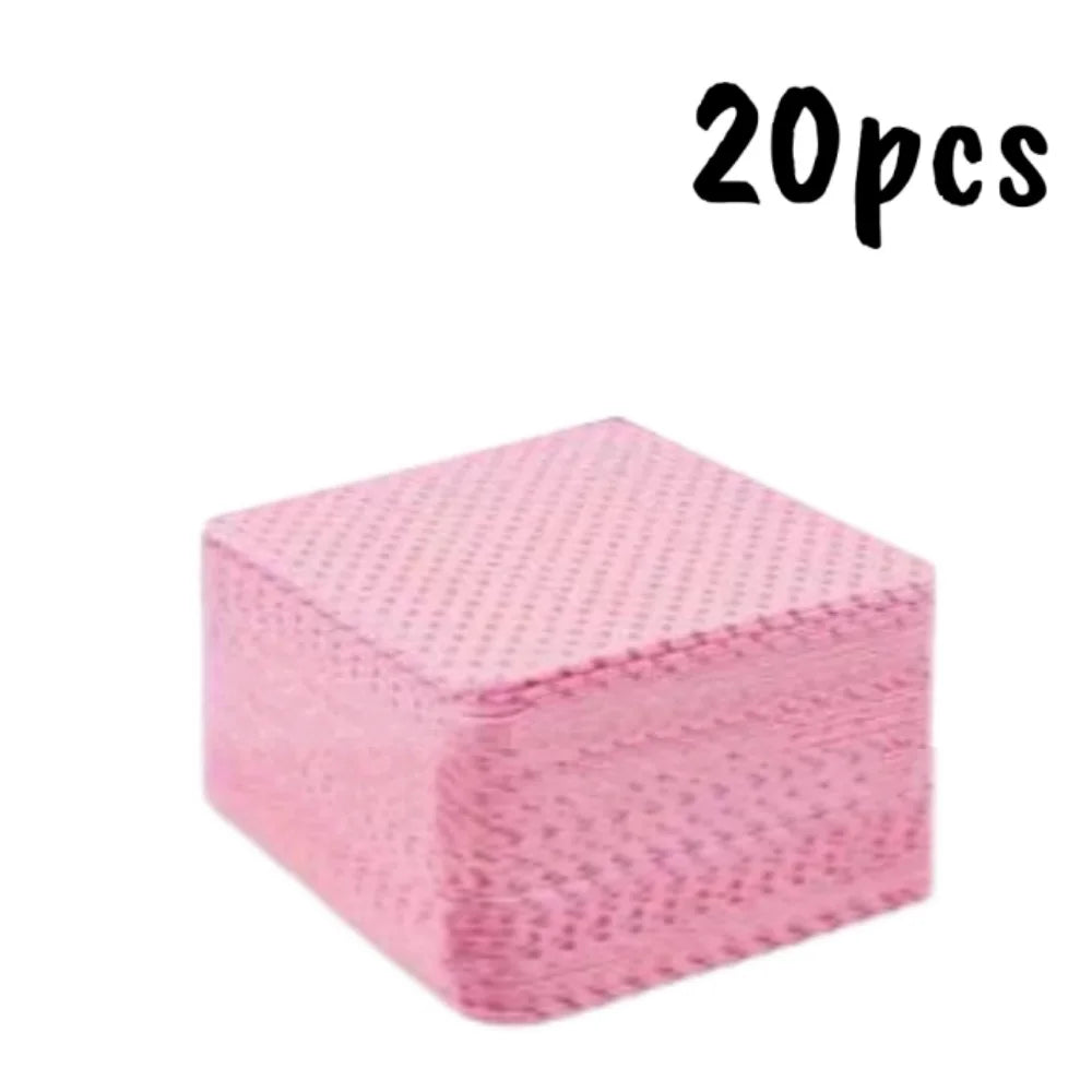 20-600pcs Lint-Free Nail Wipes Gel Cleansing Tissues Aluminum-Free Nail Polish Remover Pads for Nail Beauty Cleaning Care Tool Zpaxo 20pcs Pink Wipes