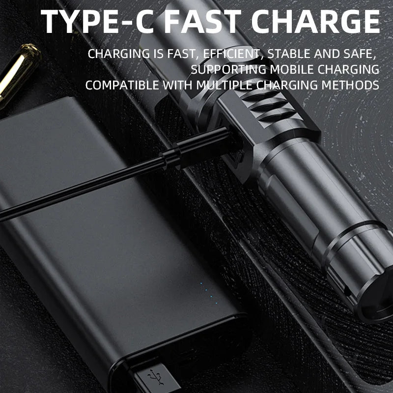 Ultra Bright LED Flashlight Zoom Battery Indicator Light USB Charging