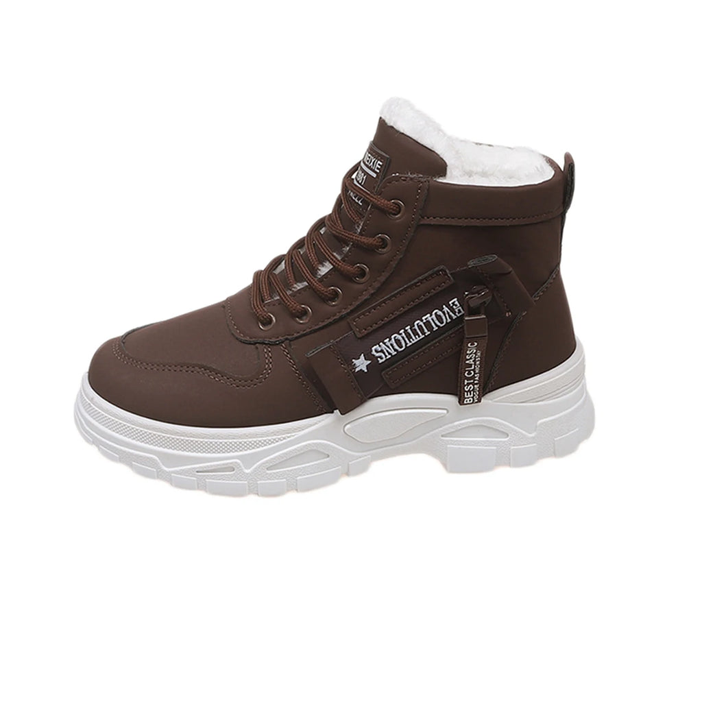 Retro Winter Snow Boots for Women Casual High-top Shoes Warm Women Sneakers Platform Ankle Boots Zapatillas De Mujer New Boots Zpaxo Brown 40