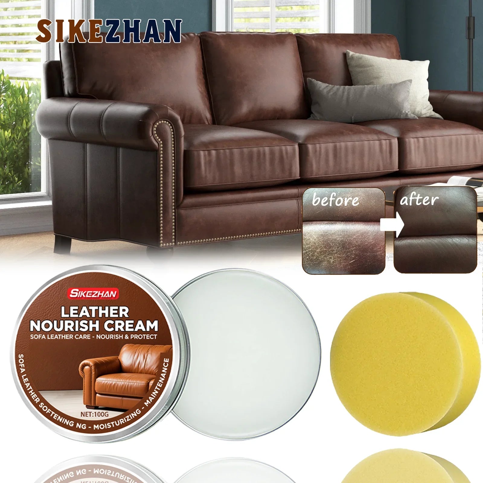Advanced Leather Cleaning Cream Restoration Oil Cream Leather Sofa Car Interior Polishing Penetrates Deeply Long-Lasting Beauty Zpaxo