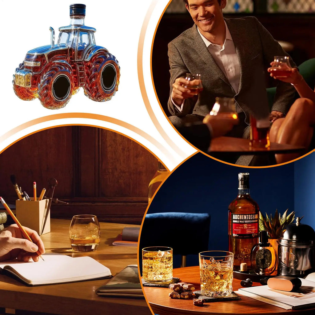 Whiskey Glass Bottles Tractor Shape Alcohol Dispenser Decanter Bottle