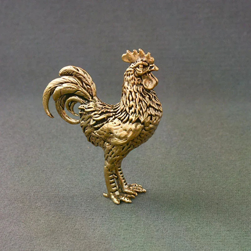 1 Miniatures Copper Rooster Hen Ornaments Solid Brass Small Statue Zpaxo