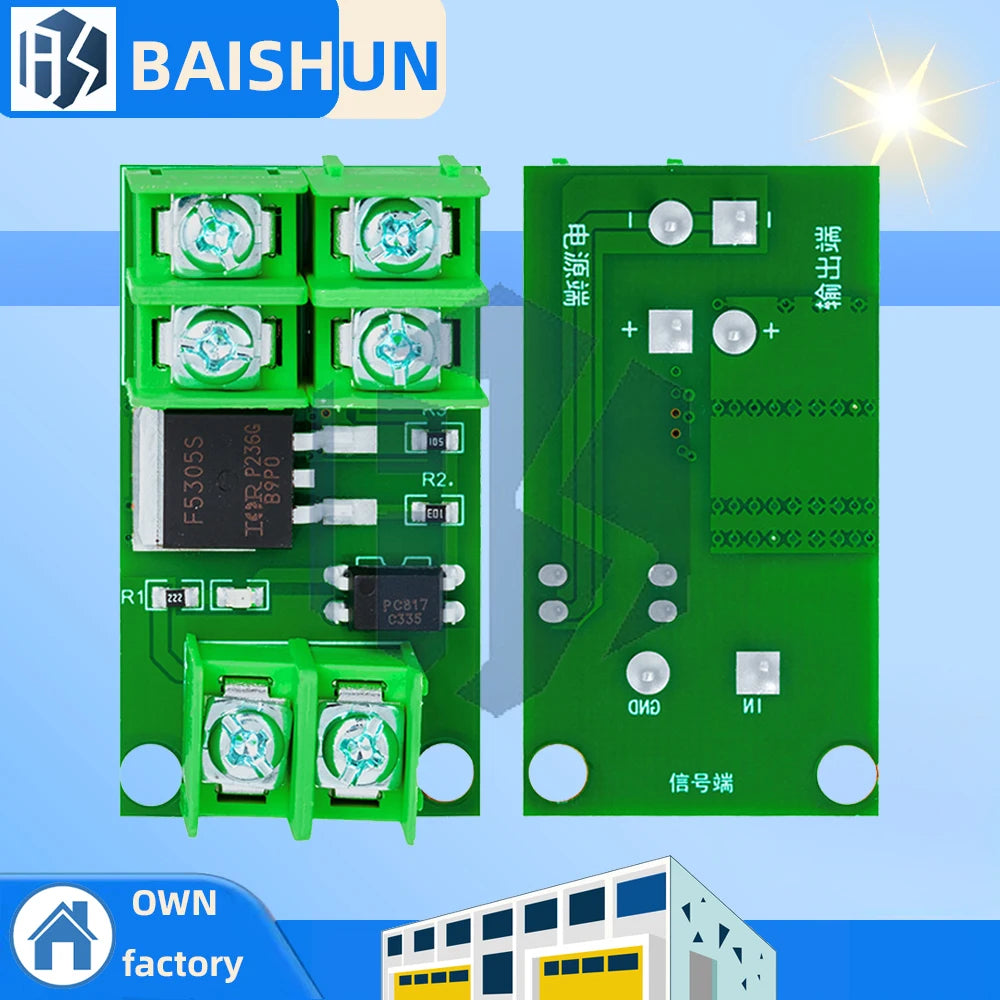 ‌Optically-Isolated MOSFET Switch Module – Pulse-Triggered DC Control Board with High-Current Load Switching Zpaxo