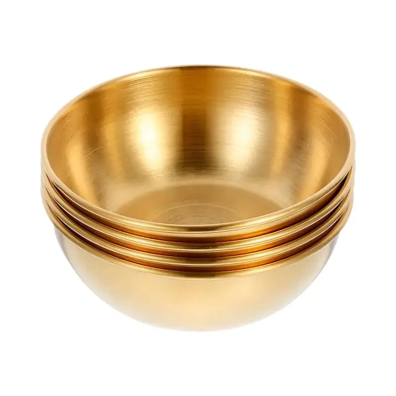 4pcs/2pcs Stainless Steel Golden Sauce Dishes Appetizer Seasoning Serving Dishes Sets Tray Spice Plates Kitchen Tableware Zpaxo