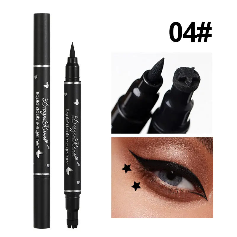 Double-Ended Stamp Eyeliner Waterproof Non-Smudge Eyeliner Liquid Pen Quick-Drying Waterproof Sweat-Proof Not Easy to Smudge Eyeliner Stamp Eyeliner Liquid Zpaxo 4