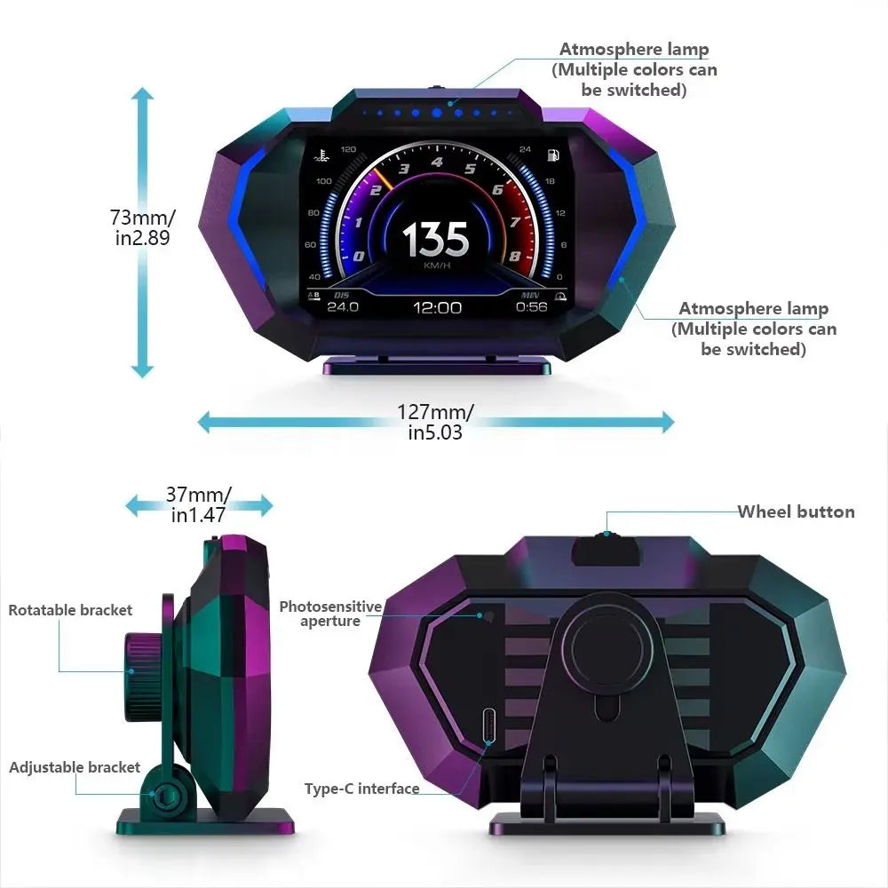Non Skip HUD Car Head Up Display Portable Plastic Digital Speedometer KMH/MPH Detector Durable Windshield Projector Car Digital Zpaxo