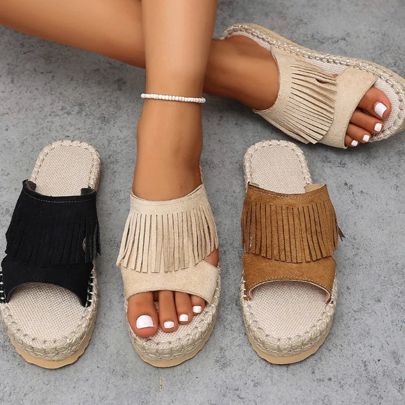 Women's Round Closed Toe Comfortable Vintage Thick Sole Mid Heel Zpaxo