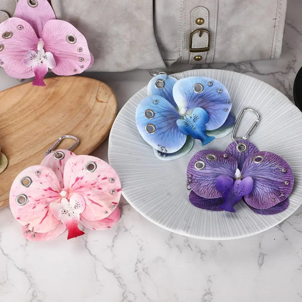 Phone Charms Phalaenopsis Orchid Keychain Keychains Keyring Imitation Flower Pendant Fashion Cloth Bag Pendant Couple Kids Zpaxo