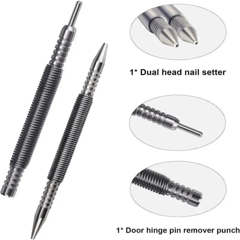 Spring Center Punch Woodworking Metal Drill Hammerless Dual Head Nail Zpaxo