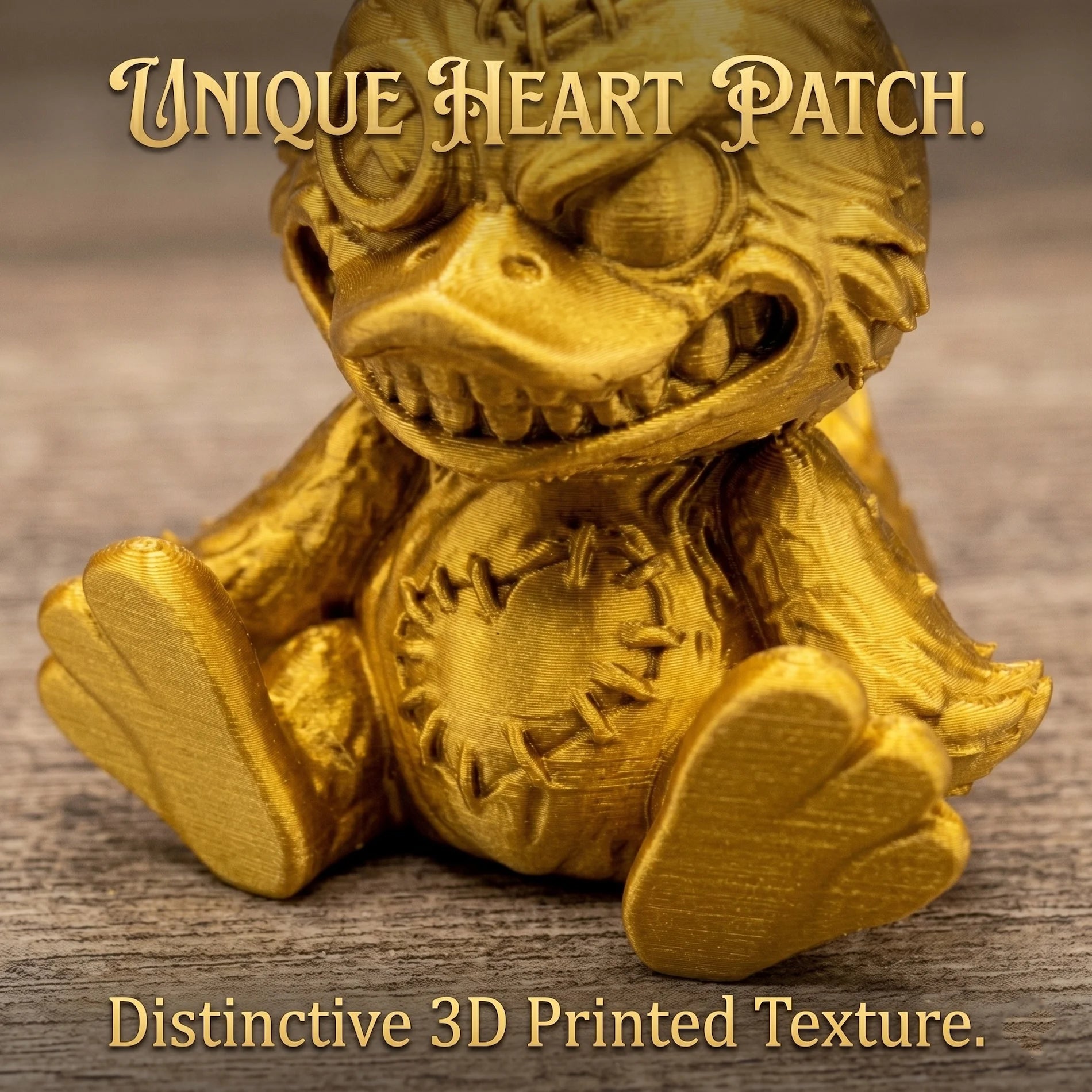 3D Printed Gothic Evil Duck Figurine Voodoo Doll Button Eye Creepy