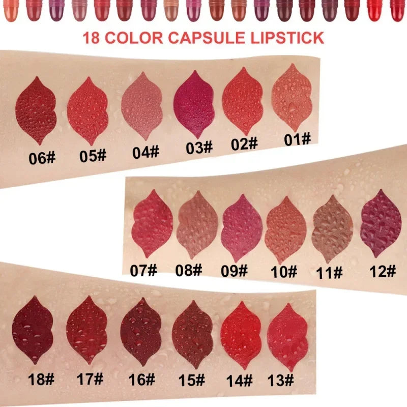 18 Mini Lipstick Matte Long-lasting Lip Gloss Combination Capsule
