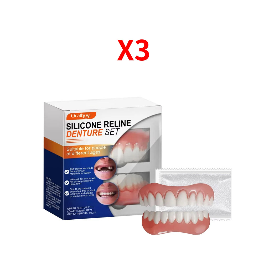 Soft Silicone Denture Liner Kit – Upper & Lower Set | Oralhoe Denture Liner Kit Zpaxo 3sets boxed