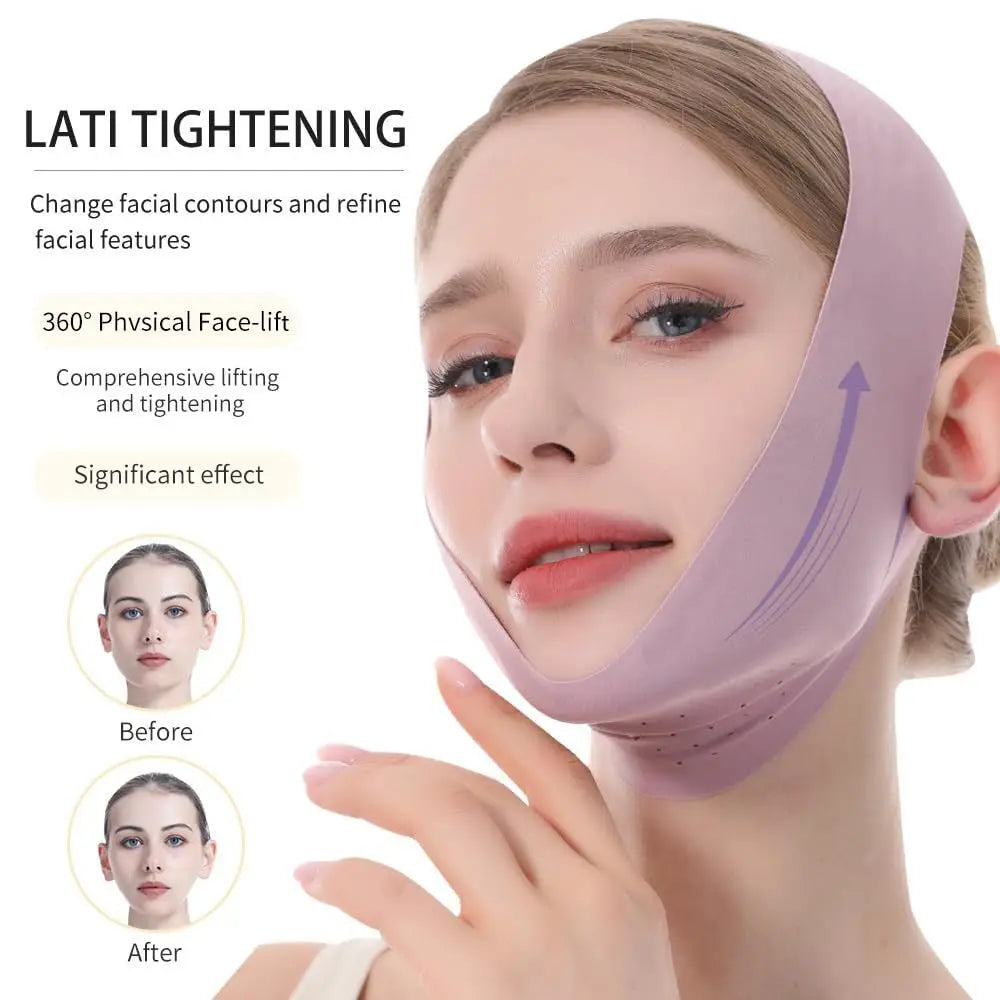 Portable Breathable Face Lifting Belt Resuable V Shaped Double Chin Zpaxo