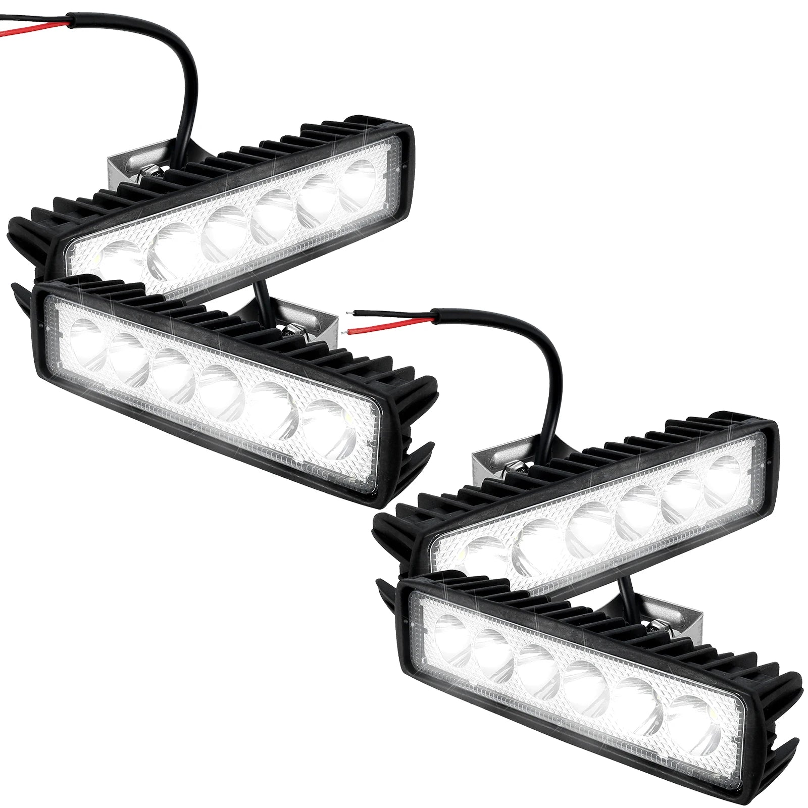 18W Car LED Light Bar 12V 6000K Super Bright Car LED Work Light IP67 Waterproof Flood Spot Light Off Road Head Light Driving Zpaxo 4PCS