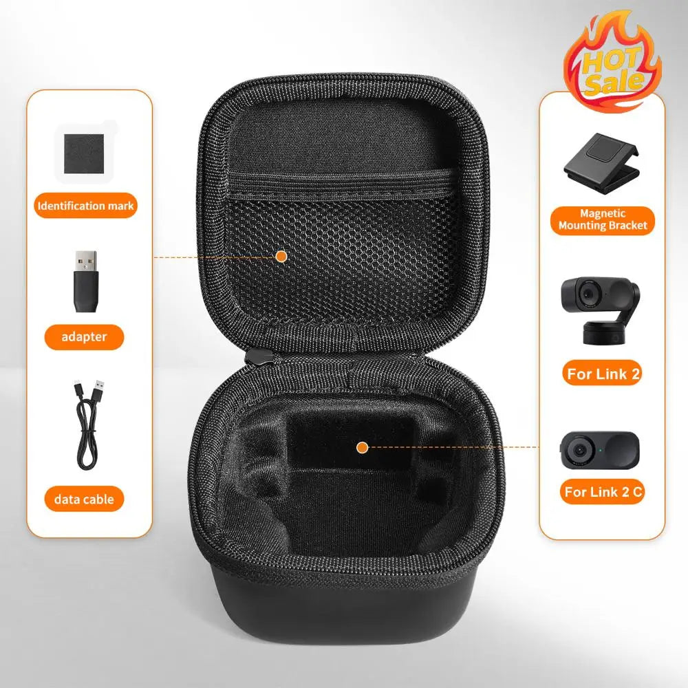 Portable Storage Bag for Insta360 Link 2/2C/2 PRO Webcam Accessories with Organizer for Magnetic Mount Cable Adapter Zpaxo