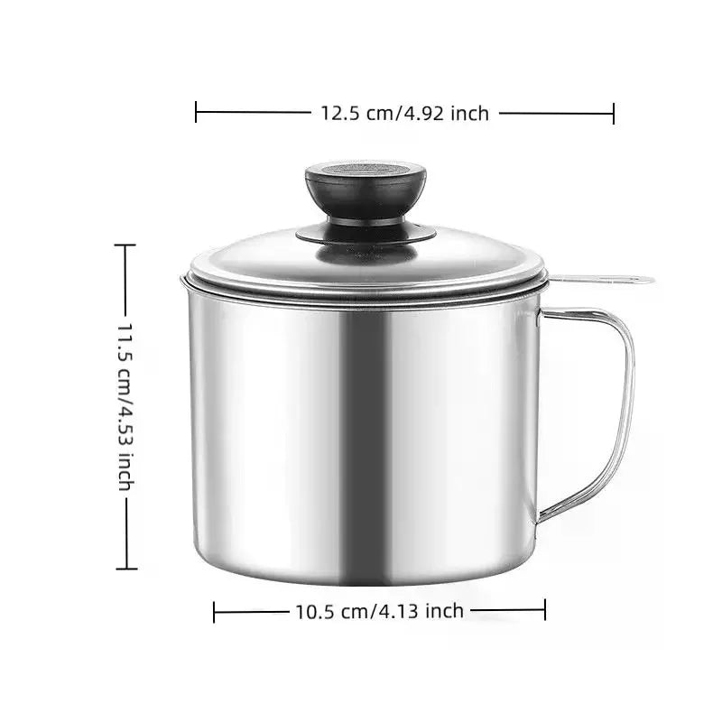 Stainless Steel Oil Strainer Pot Container Jug Storage Can Filter Zpaxo
