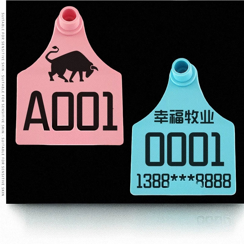 Custom Cattle Ear Tag Laser Printing Farm Name Telephone Number LOGO