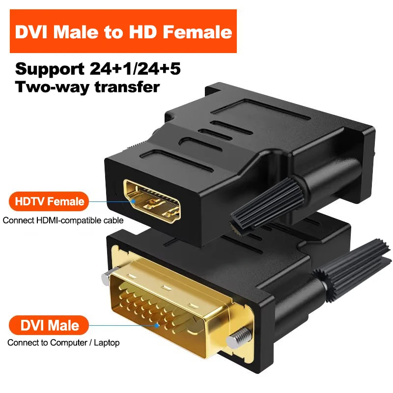 DVI Male to HDMI Female Adapter – 1080P Bi-Directional Converter DVI HDMI Adapter Zpaxo DVI to HD 1Pcs