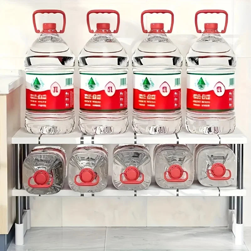 Adjustable Under-sink Organizer Stainless Steel Multi-tier Zpaxo