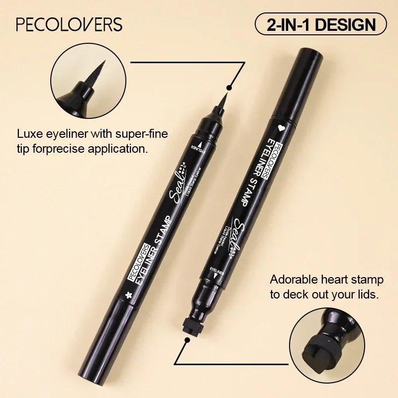 1PC Double-head Eyeliner Pencil - Waterproof, Quick Drying, Including Star and Heart Pattern, Suitable for Festivals/party Zpaxo