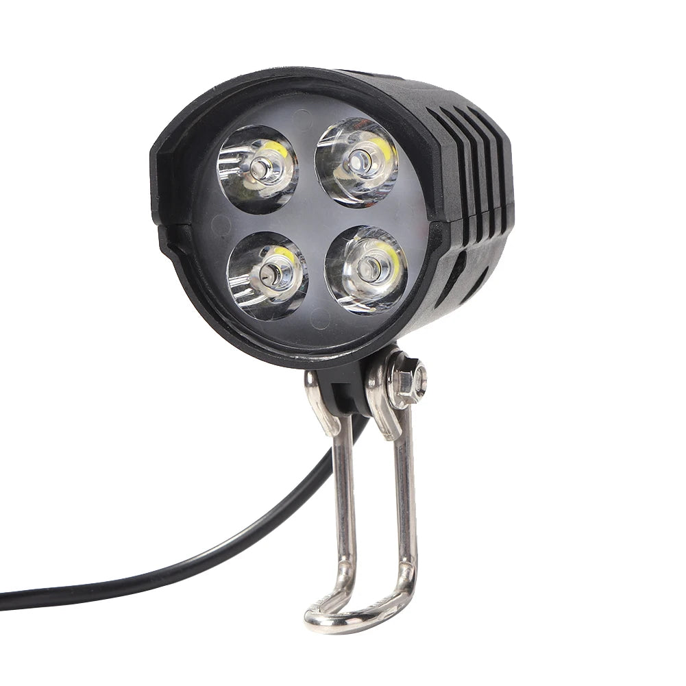 36V 48V 60V E-Bike Horn Light Electric Bicycle 4 LED Headlight 12W Waterproof 2 in 1 Horn and Light Switch Bicycle Flashlight Zpaxo