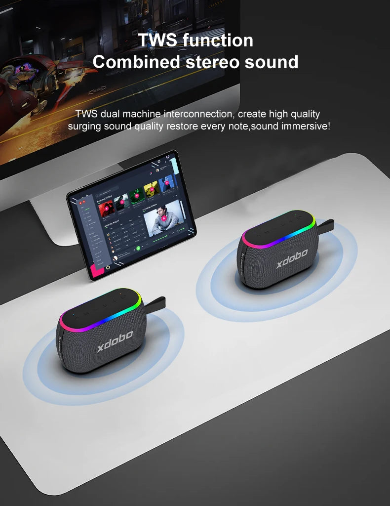 XDOBO X8 MINI II Speaker Wireless 30W Power Subwoofer Heavy Bass RGB Zpaxo