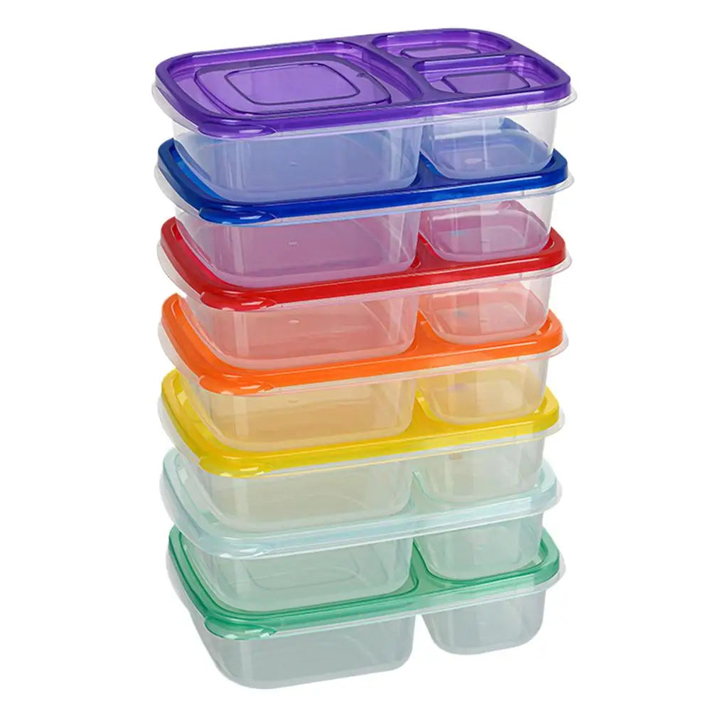 Food Prep Containers 3-Compartment Meal Storage Box School Container