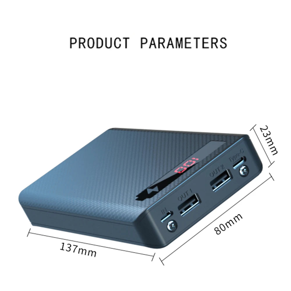 Fast Charging Dual USB Micro USB Type C Power Bank Shell 5V DIY 6*18650 Case Battery Charge Storage Box With Flashlight Zpaxo
