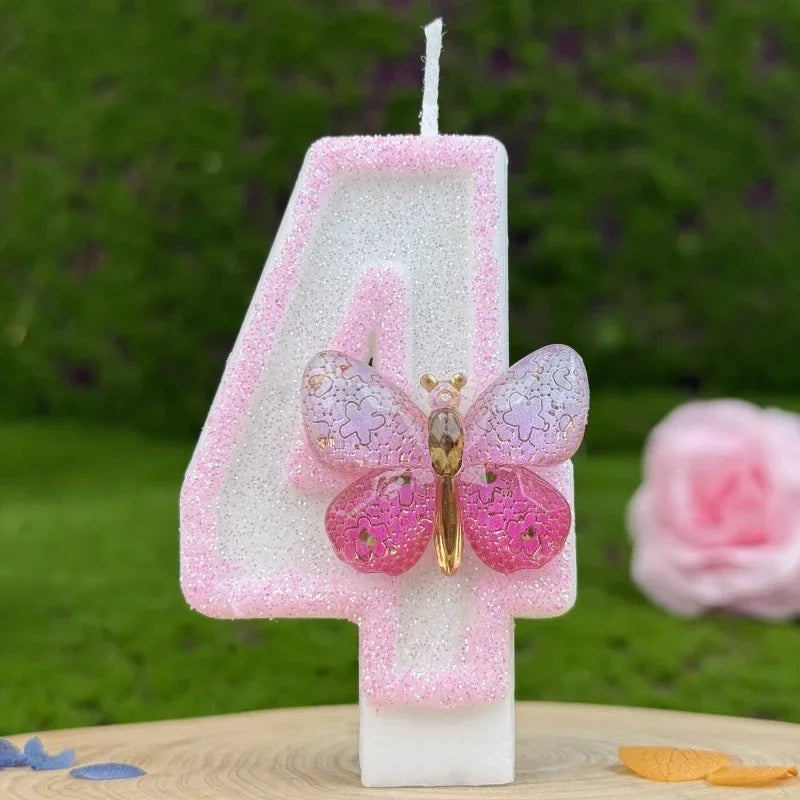 Pink Butterfly Number Candles 1–9 | Birthday Cake Topper Birthday Cake Candles Zpaxo 4