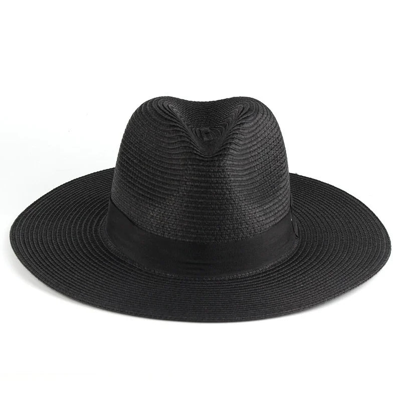 Fashion Men Straw Hat Women Summer Trendy Beach Sun Hats Solid Zpaxo black