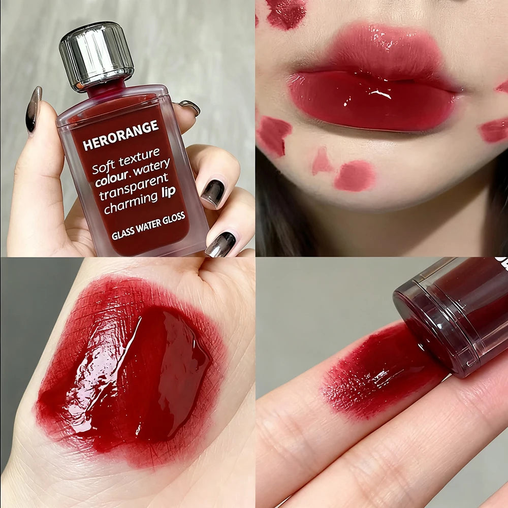 Dark Red Brown Mirror Lip Glaze Water Light Moisturizing Non-fading Zpaxo