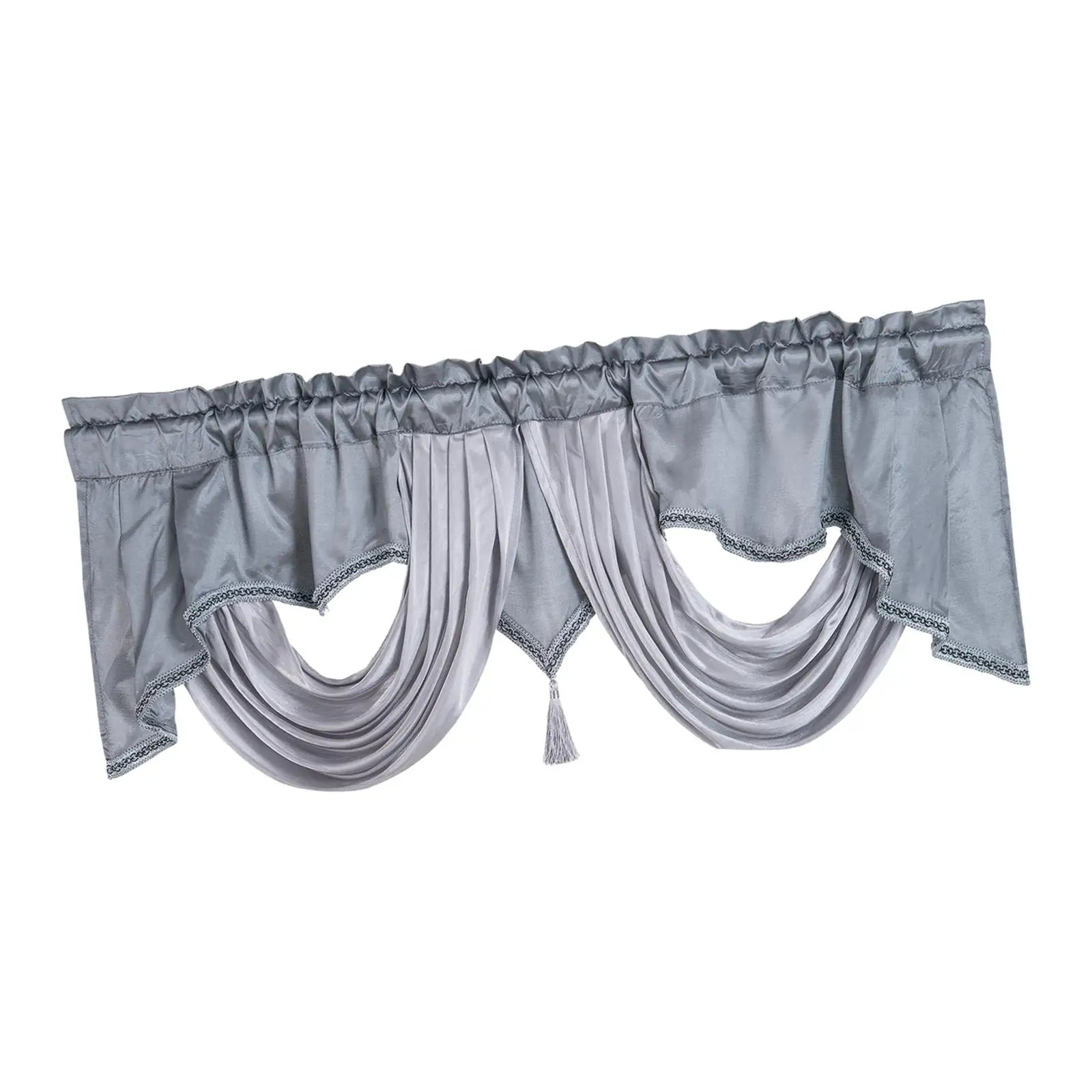 Boho Rod Pocket Valance – Short Blackout Window Curtain Window Valance Curtain Zpaxo Gray